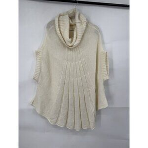 Wool Alpaca Blend Poncho Sweater O/S Ivory Cowl Neck‎ Granolagirl Minimalist
